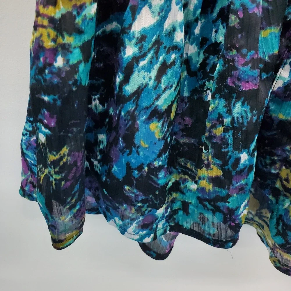 Fashion Bug Peplum Blouse Floral Chiffon Button Front Boho Top L‎ - Picture 9 of 15